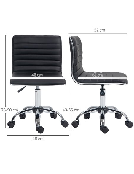 Vinsetto Adjustable Swivel Office Chair with Armless Mid-Back in PU Leather and Chrome Base - Black 921-075V70BK - pic 56170 | FastDaddyshop
