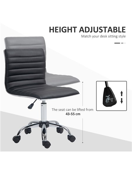 Vinsetto Adjustable Swivel Office Chair with Armless Mid-Back in PU Leather and Chrome Base - Black 921-075V70BK - pic 56171 | FastDaddyshop