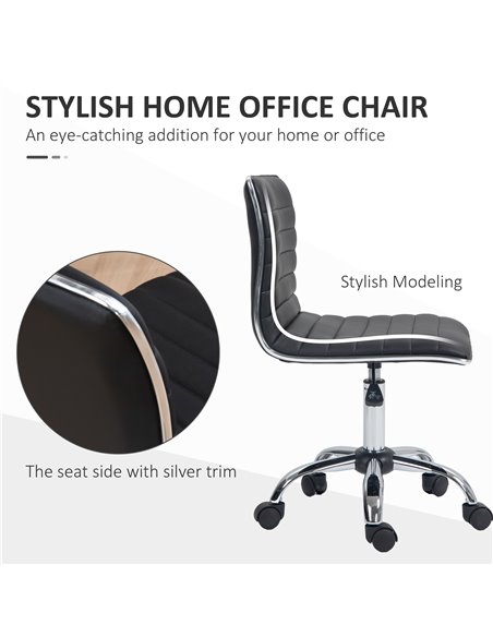 Vinsetto Adjustable Swivel Office Chair with Armless Mid-Back in PU Leather and Chrome Base - Black 921-075V70BK - pic 56172 | FastDaddyshop