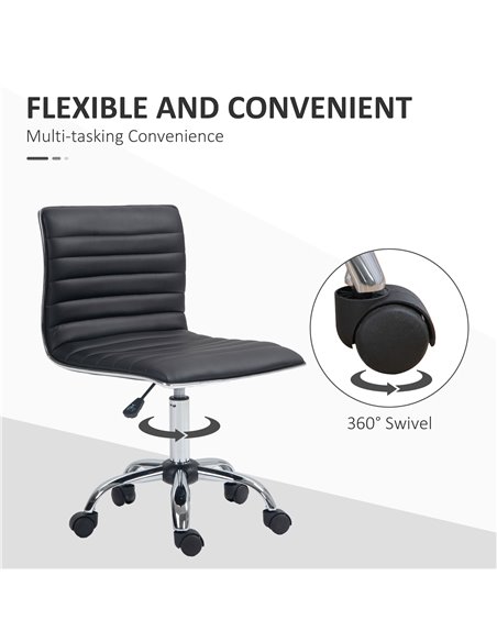 Vinsetto Adjustable Swivel Office Chair with Armless Mid-Back in PU Leather and Chrome Base - Black 921-075V70BK - pic 56173 | FastDaddyshop