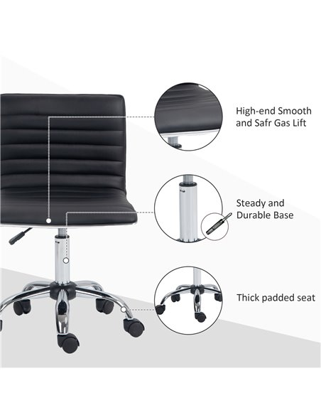Vinsetto Adjustable Swivel Office Chair with Armless Mid-Back in PU Leather and Chrome Base - Black 921-075V70BK - pic 56174 | FastDaddyshop
