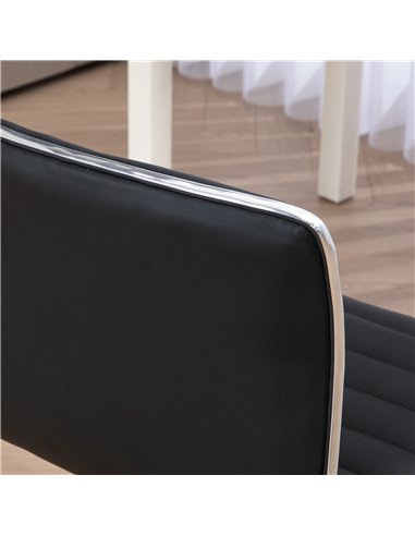 Vinsetto Adjustable Swivel Office Chair with Armless Mid-Back in PU Leather and Chrome Base - Black 921-075V70BK