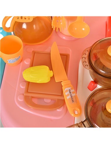 HOMCOM Kids Pretend Play PP Kitchen Set Pink/Purple