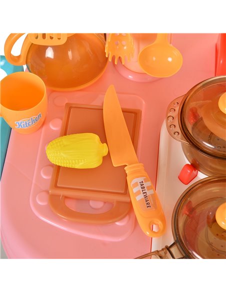 HOMCOM Kids Pretend Play PP Kitchen Set Pink/Purple - pic 5618 | FastDaddyshop