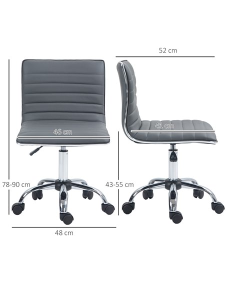 Vinsetto Adjustable Swivel Office Chair with Armless Mid-Back in PU Leather and Chrome Base - Dark Grey 921-075V70CG - pic 56188 | FastDaddyshop