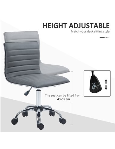 Vinsetto Adjustable Swivel Office Chair with Armless Mid-Back in PU Leather and Chrome Base - Dark Grey 921-075V70CG