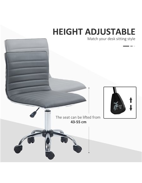 Vinsetto Adjustable Swivel Office Chair with Armless Mid-Back in PU Leather and Chrome Base - Dark Grey 921-075V70CG - pic 56189 | FastDaddyshop