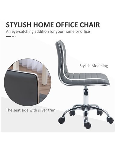 Vinsetto Adjustable Swivel Office Chair with Armless Mid-Back in PU Leather and Chrome Base - Dark Grey 921-075V70CG
