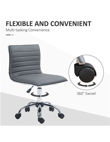 Vinsetto Adjustable Swivel Office Chair with Armless Mid-Back in PU Leather and Chrome Base - Dark Grey 921-075V70CG
