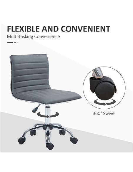 Vinsetto Adjustable Swivel Office Chair with Armless Mid-Back in PU Leather and Chrome Base - Dark Grey 921-075V70CG - pic 56191 | FastDaddyshop