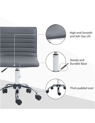 Vinsetto Adjustable Swivel Office Chair with Armless Mid-Back in PU Leather and Chrome Base - Dark Grey 921-075V70CG