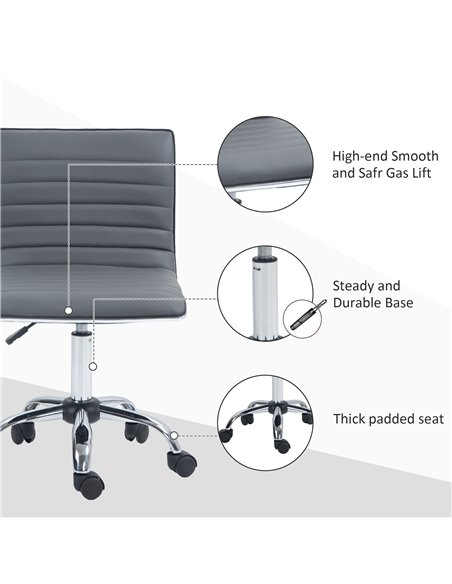 Vinsetto Adjustable Swivel Office Chair with Armless Mid-Back in PU Leather and Chrome Base - Dark Grey 921-075V70CG - pic 56192 | FastDaddyshop