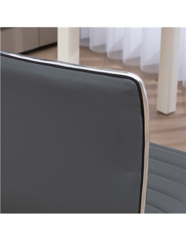 Vinsetto Adjustable Swivel Office Chair with Armless Mid-Back in PU Leather and Chrome Base - Dark Grey 921-075V70CG