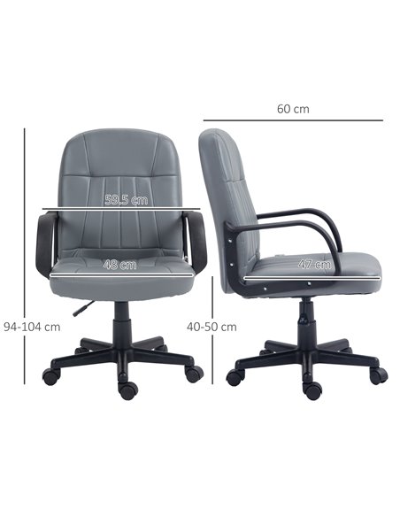 Vinsetto Swivel Executive Office Chair PU Leather Computer Desk Chair Office Furniture Gaming Seater - Grey 921-691V00GY - pic 56197 | FastDaddyshop