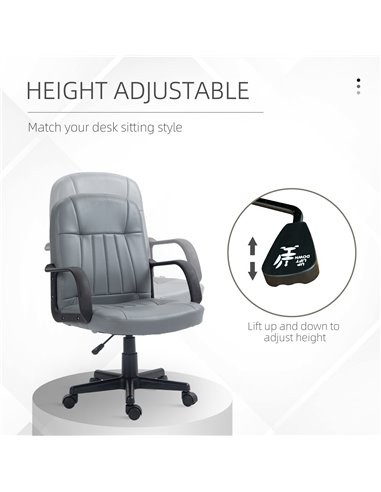 Vinsetto Swivel Executive Office Chair PU Leather Computer Desk Chair Office Furniture Gaming Seater - Grey 921-691V00GY