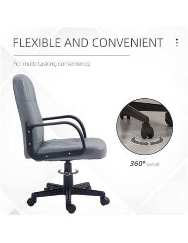 Vinsetto Swivel Executive Office Chair PU Leather Computer Desk Chair Office Furniture Gaming Seater - Grey 921-691V00GY