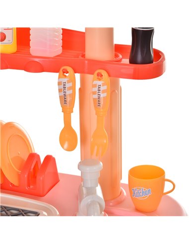 HOMCOM Kids Pretend Play PP Kitchen Set Pink/Purple