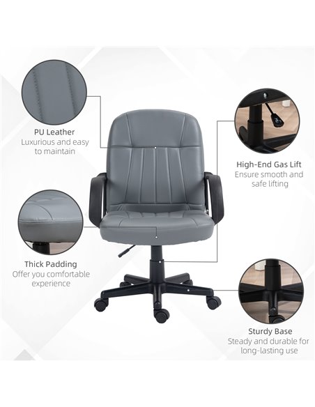 Vinsetto Swivel Executive Office Chair PU Leather Computer Desk Chair Office Furniture Gaming Seater - Grey 921-691V00GY - pic 56200 | FastDaddyshop