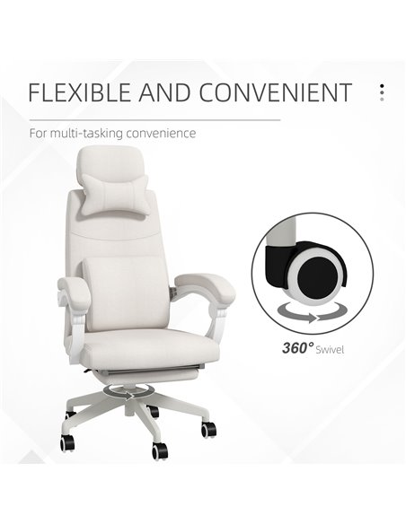 Vinsetto High Back Office Chair Reclining Computer Chair with Footrest Lumbar Support Adjustable Height Swivel Wheels White 921- - pic 56210 | FastDaddyshop