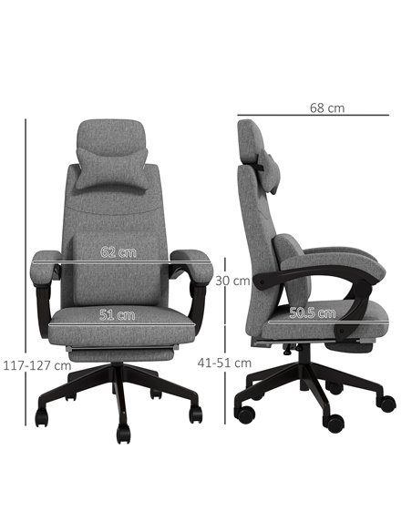 Vinsetto Reclining Office Chair, High Back, Computer Chair with Footrest, Lumbar Support, Adjustable, Swivel, Dark Grey 921-253V - pic 56215 | FastDaddyshop