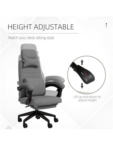 Vinsetto Reclining Office Chair, High Back, Computer Chair with Footrest, Lumbar Support, Adjustable, Swivel, Dark Grey 921-253V