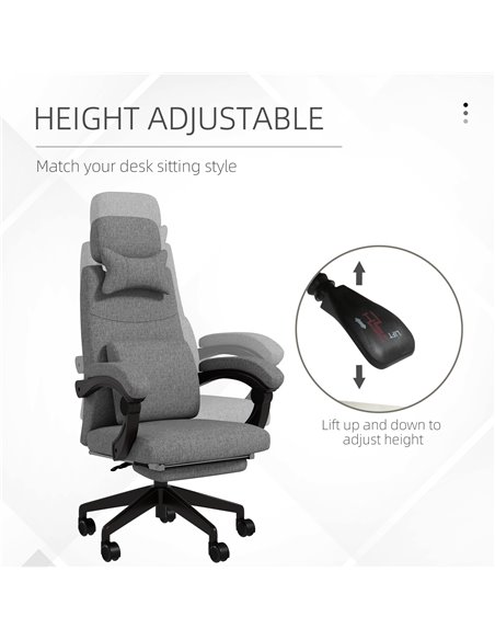 Vinsetto Reclining Office Chair, High Back, Computer Chair with Footrest, Lumbar Support, Adjustable, Swivel, Dark Grey 921-253V - pic 56216 | FastDaddyshop