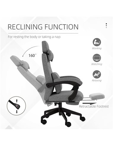 Vinsetto Reclining Office Chair, High Back, Computer Chair with Footrest, Lumbar Support, Adjustable, Swivel, Dark Grey 921-253V