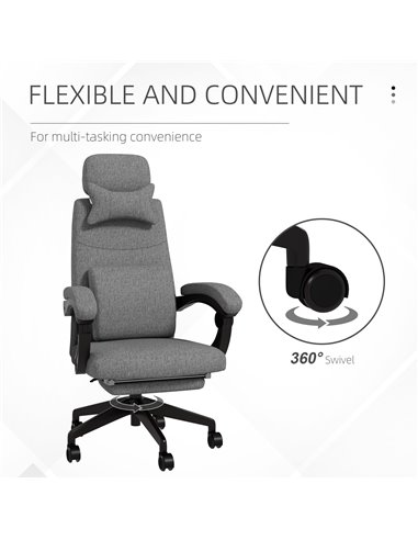 Vinsetto Reclining Office Chair, High Back, Computer Chair with Footrest, Lumbar Support, Adjustable, Swivel, Dark Grey 921-253V