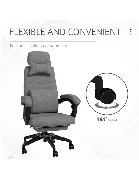 Vinsetto Reclining Office Chair, High Back, Computer Chair with Footrest, Lumbar Support, Adjustable, Swivel, Dark Grey 921-253V - pic 56219 | FastDaddyshop