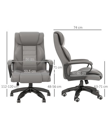 Vinsetto Executive Office Chair with 6-Point Massage, High Back Swivel Seat with Extra Padding, Ergonomic Tilt, Grey 921-321V70G