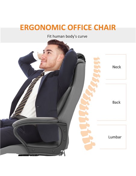 Vinsetto Executive Office Chair with 6-Point Massage, High Back Swivel Seat with Extra Padding, Ergonomic Tilt, Grey 921-321V70G - pic 56225 | FastDaddyshop