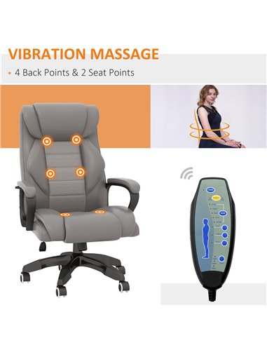 Vinsetto Executive Office Chair with 6-Point Massage, High Back Swivel Seat with Extra Padding, Ergonomic Tilt, Grey 921-321V70G