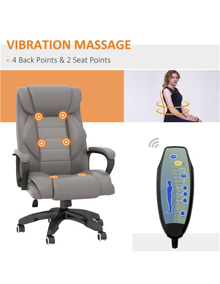 Vinsetto Executive Office Chair with 6-Point Massage, High Back Swivel Seat with Extra Padding, Ergonomic Tilt, Grey 921-321V70G - pic 56226 | FastDaddyshop