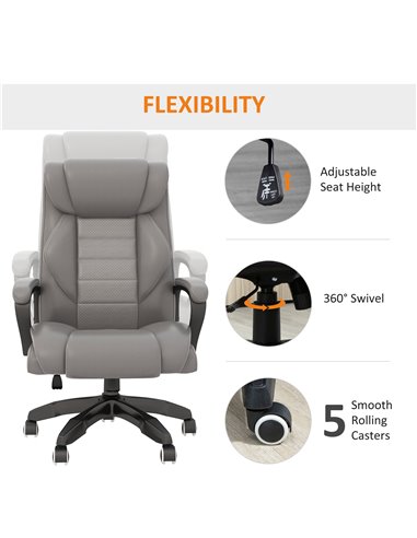 Vinsetto Executive Office Chair with 6-Point Massage, High Back Swivel Seat with Extra Padding, Ergonomic Tilt, Grey 921-321V70G