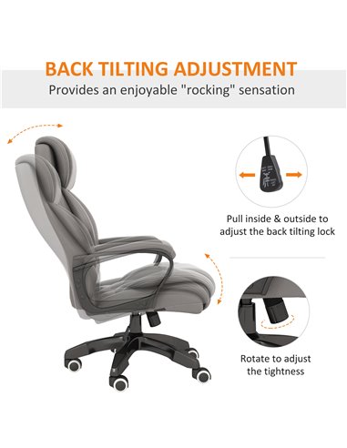 Vinsetto Executive Office Chair with 6-Point Massage, High Back Swivel Seat with Extra Padding, Ergonomic Tilt, Grey 921-321V70G