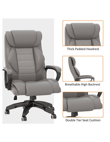 Vinsetto Executive Office Chair with 6-Point Massage, High Back Swivel Seat with Extra Padding, Ergonomic Tilt, Grey 921-321V70G - pic 56229 | FastDaddyshop