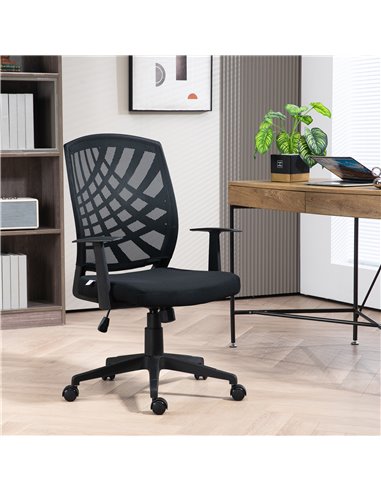HOMCOM Ergonomic Height Adjustable Mesh Office Chair, Black 921-702V70BK
