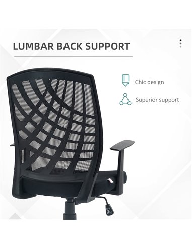 HOMCOM Ergonomic Office Chair, Height Adjustable Mesh Chair, Desk Chair with Swivel Wheels for Home Office, Black 921-702V70BK