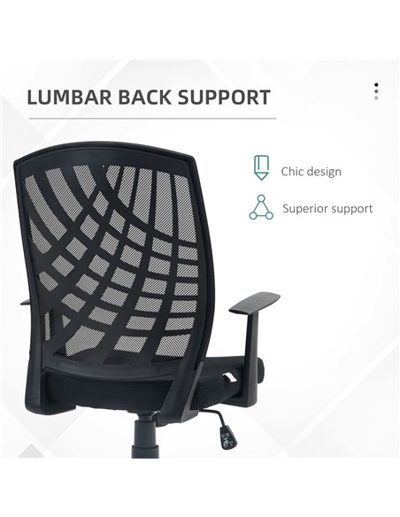 HOMCOM Ergonomic Office Chair, Height Adjustable Mesh Chair, Desk Chair with Swivel Wheels for Home Office, Black 921-702V70BK - pic 56235 | FastDaddyshop