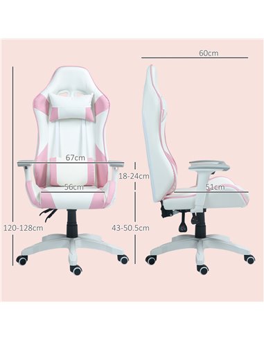 HOMCOM Gaming Chair, Racing Gamer Chair, Reclining Faux Leather Computer Chair with Headrest, Lumber Support, 3D Armrests, Adjus