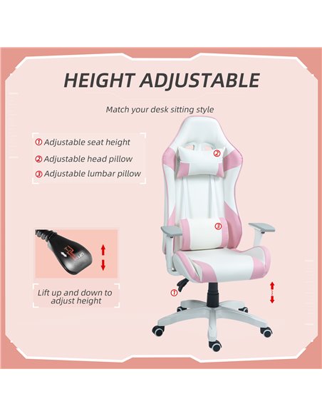 HOMCOM Gaming Chair, Racing Gamer Chair, Reclining Faux Leather Computer Chair with Headrest, Lumber Support, 3D Armrests, Adjus - pic 56252 | FastDaddyshop