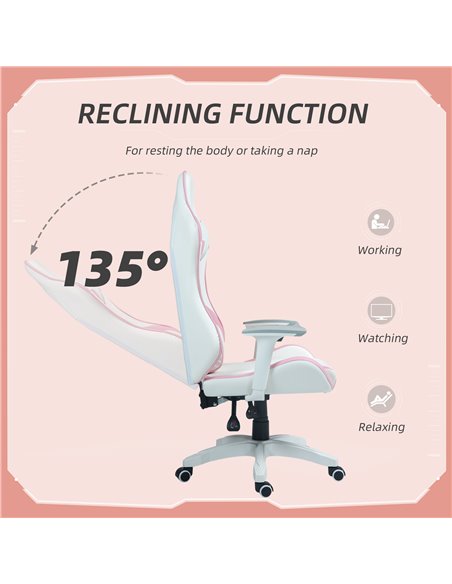 HOMCOM Gaming Chair, Racing Gamer Chair, Reclining Faux Leather Computer Chair with Headrest, Lumber Support, 3D Armrests, Adjus - pic 56253 | FastDaddyshop