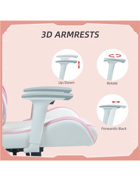 HOMCOM Gaming Chair, Racing Gamer Chair, Reclining Faux Leather Computer Chair with Headrest, Lumber Support, 3D Armrests, Adjus - pic 56254 | FastDaddyshop