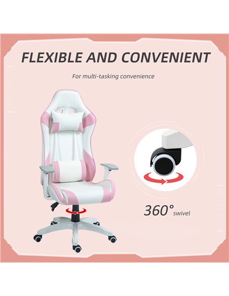 HOMCOM Gaming Chair, Racing Gamer Chair, Reclining Faux Leather Computer Chair with Headrest, Lumber Support, 3D Armrests, Adjus - pic 56255 | FastDaddyshop
