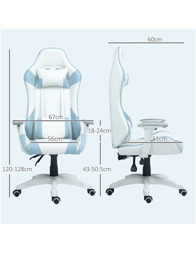 HOMCOM Gaming Chair, Racing Gamer Chair, Reclining Faux Leather Computer Chair with Headrest, Lumber Support, 3D Armrests, Adjus