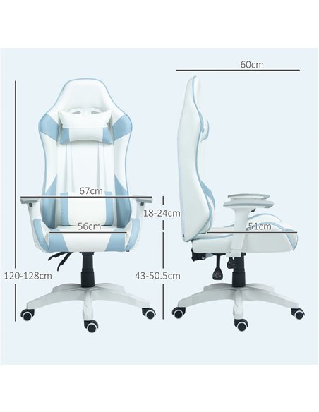 HOMCOM Gaming Chair, Racing Gamer Chair, Reclining Faux Leather Computer Chair with Headrest, Lumber Support, 3D Armrests, Adjus - pic 56260 | FastDaddyshop