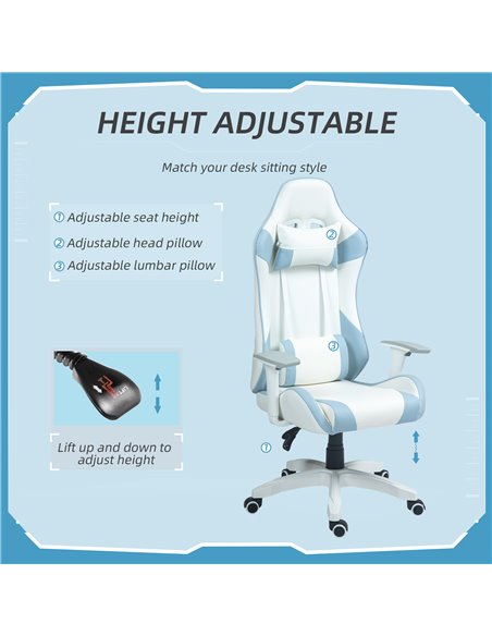 HOMCOM Gaming Chair, Racing Gamer Chair, Reclining Faux Leather Computer Chair with Headrest, Lumber Support, 3D Armrests, Adjus - pic 56261 | FastDaddyshop