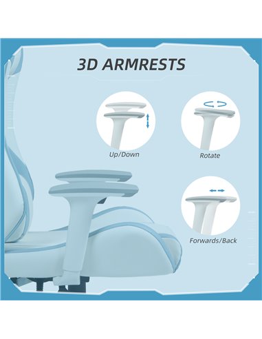 HOMCOM Gaming Chair, Racing Gamer Chair, Reclining Faux Leather Computer Chair with Headrest, Lumber Support, 3D Armrests, Adjus