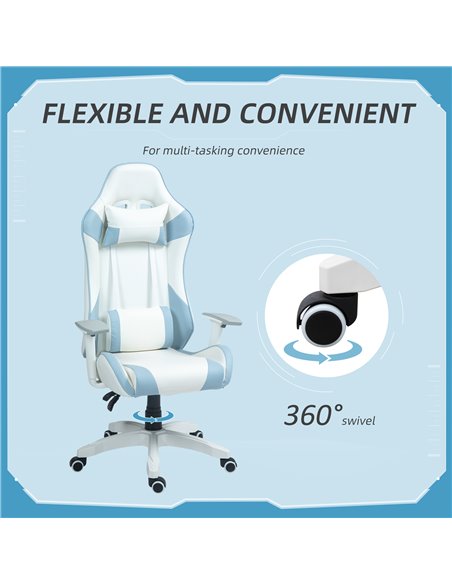 HOMCOM Gaming Chair, Racing Gamer Chair, Reclining Faux Leather Computer Chair with Headrest, Lumber Support, 3D Armrests, Adjus - pic 56264 | FastDaddyshop
