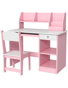 ZONEKIZ Two-Piece Kids Desk and Chair Set with Storage, for Ages 5-8 Years - Pink 312-107V80PK